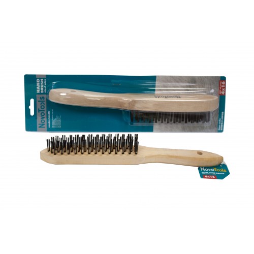 Щетка ручная NovoTools 4*16 c деревянной рукояткой (blister)